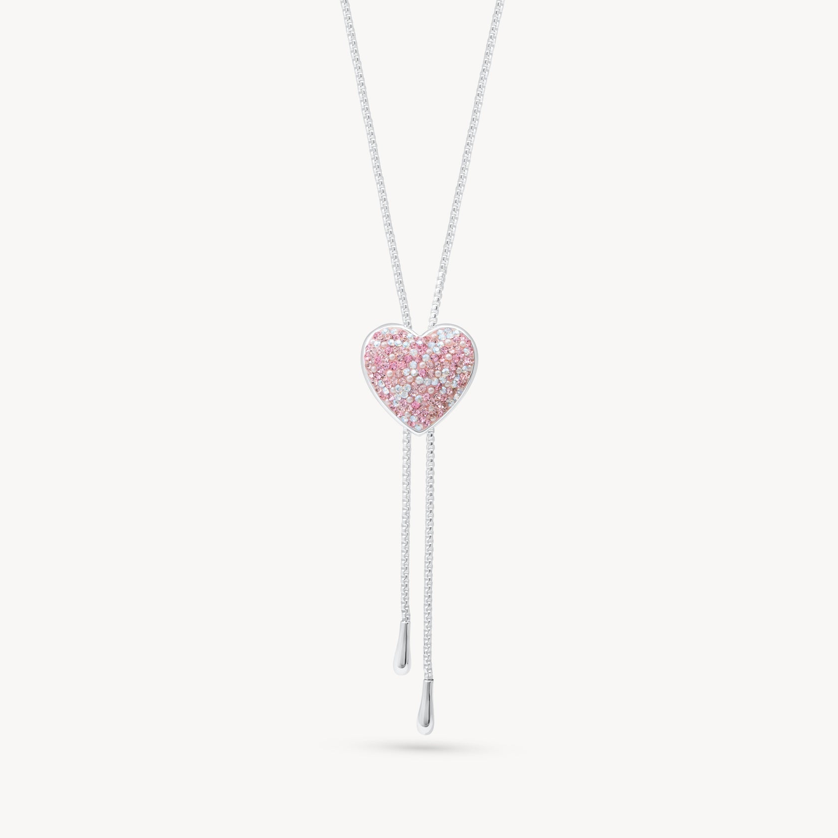VENETIAN BLUSH SPARKLE PUFFY HEART BOLO TIE NECKLACE - Blue Sky Fashions & Lingerie
