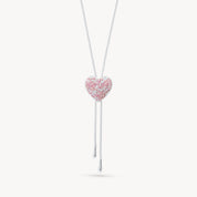 VENETIAN BLUSH SPARKLE PUFFY HEART BOLO TIE NECKLACE - Blue Sky Fashions & Lingerie