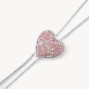 VENETIAN BLUSH SPARKLE PUFFY HEART BOLO TIE NECKLACE - Blue Sky Fashions & Lingerie