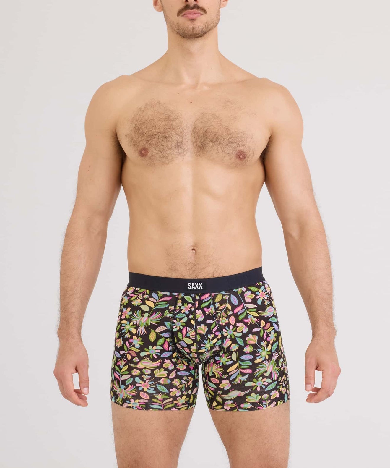 Vibe Xtra Soft Comfort Soft Comfort Boxer Brief 6" - Amate Garden - Black - Blue Sky Fashions & Lingerie