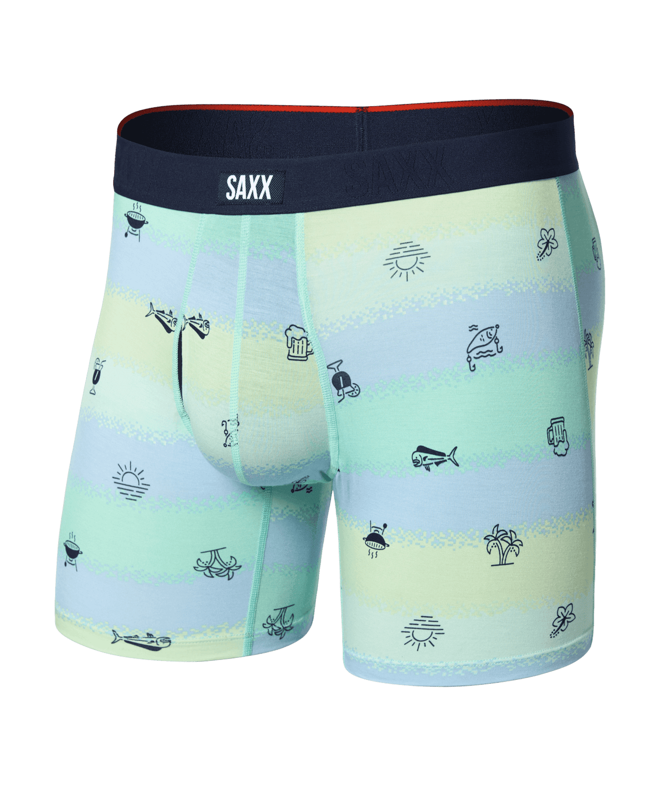 Vibe Xtra Soft Comfort Soft Comfort Boxer Brief 6" - Iconic Summer - Multi - Blue Sky Fashions & Lingerie