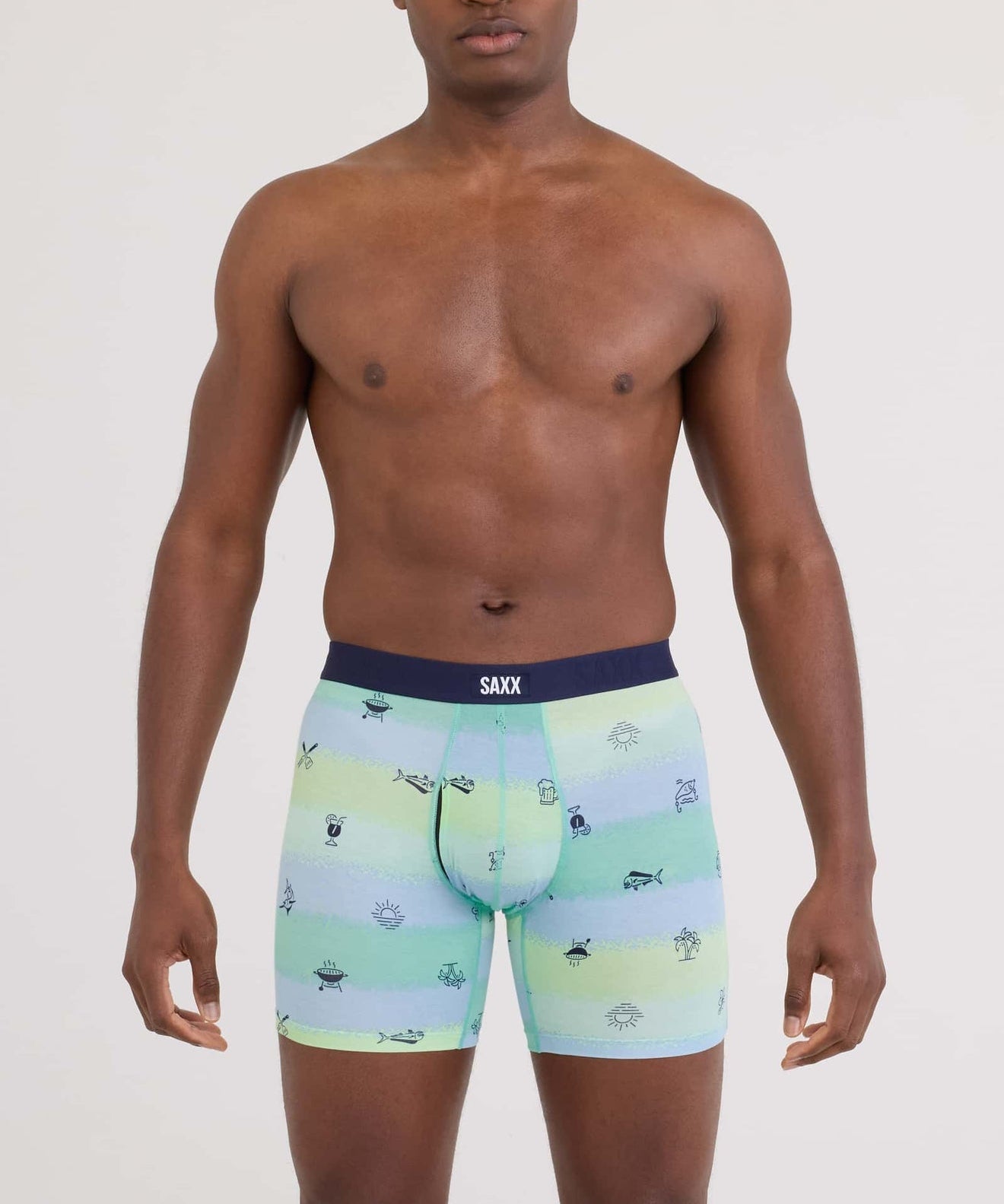 Vibe Xtra Soft Comfort Soft Comfort Boxer Brief 6" - Iconic Summer - Multi - Blue Sky Fashions & Lingerie