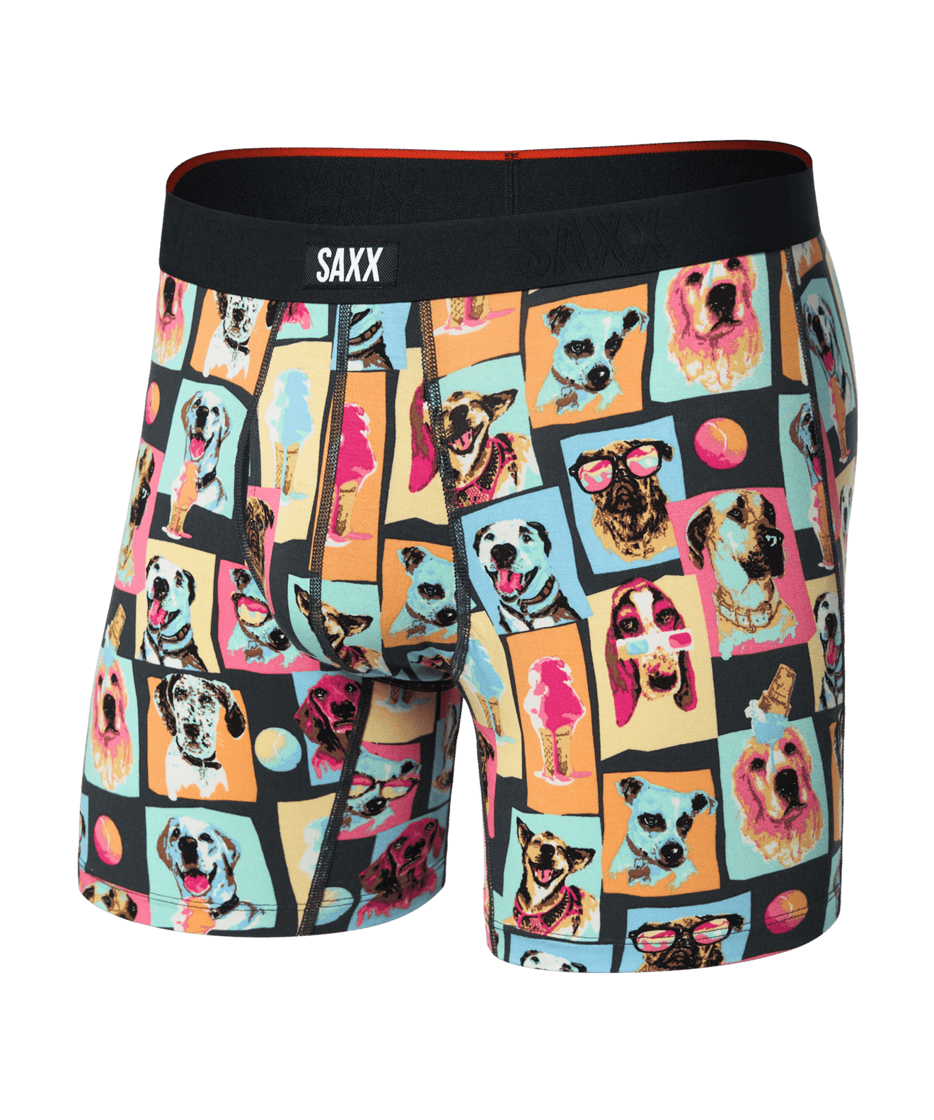 Vibe Xtra Soft Comfort Soft Comfort Boxer Brief 6" - Summer Dogs Of Saxx - Multi - Blue Sky Fashions & Lingerie