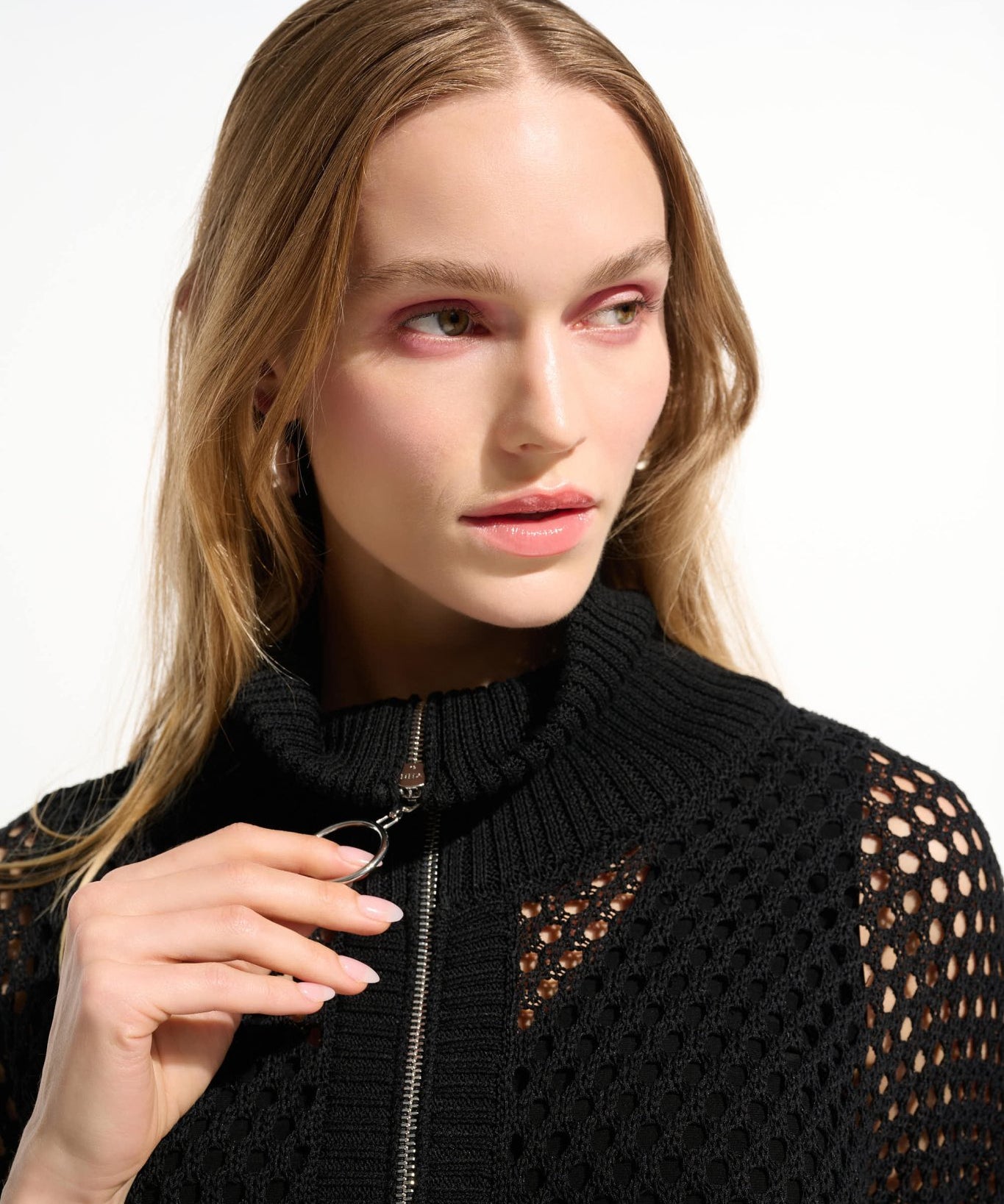 Vicscose Blend Boxy Sweater Knit With Zipped Neckline in Black 261634 - Blue Sky Fashions & Lingerie