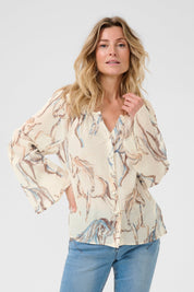 Vilma shirt - blue horse - Blue Sky Fashions & Lingerie