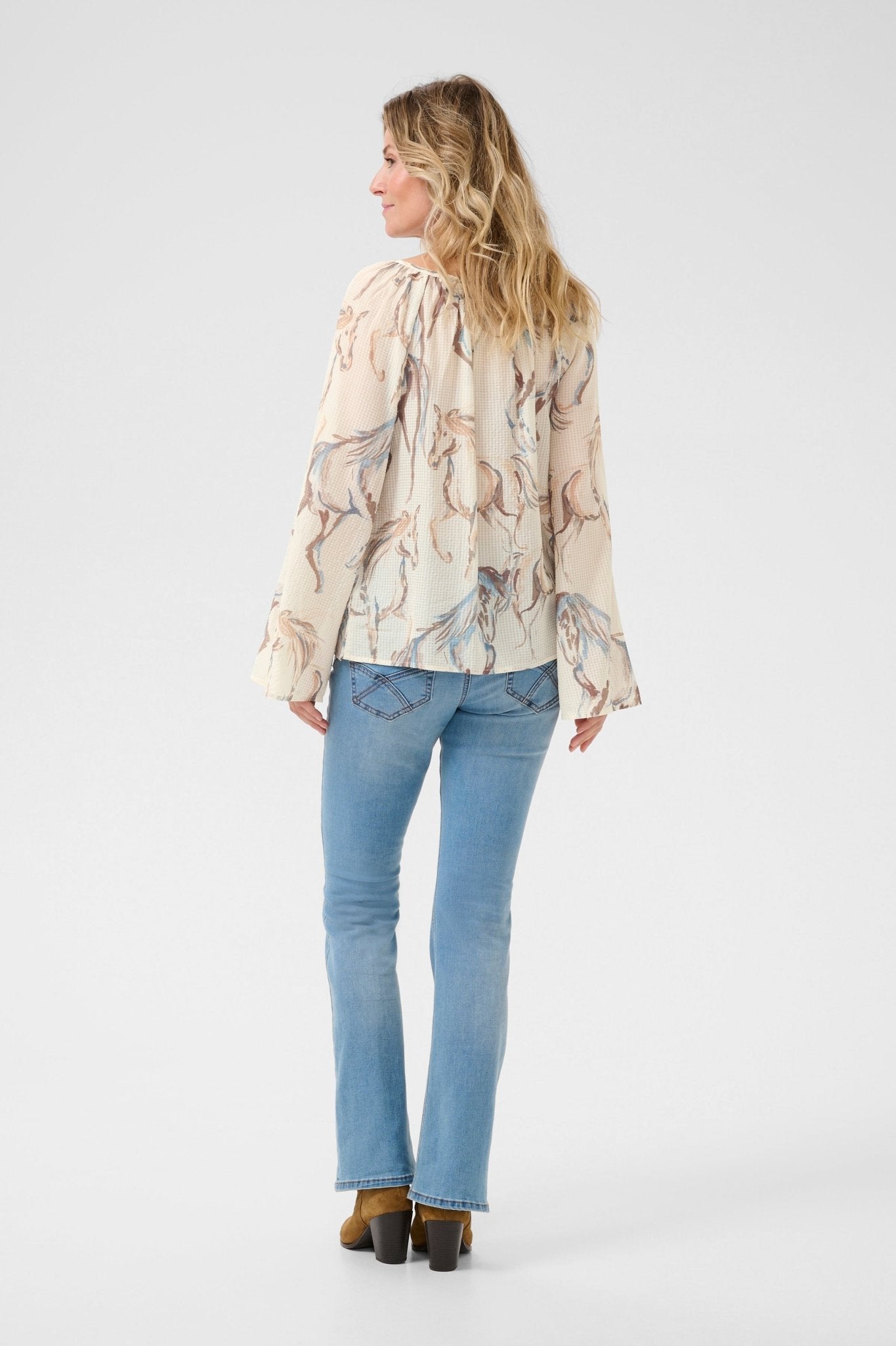 Vilma shirt - blue horse - Blue Sky Fashions & Lingerie