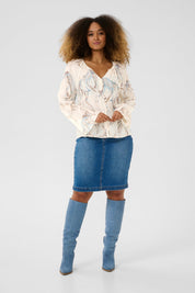 Vilma shirt - blue horse - Blue Sky Fashions & Lingerie