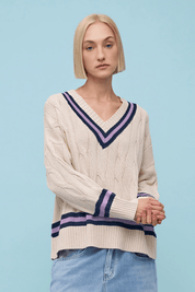 Vittoria V Neck Sweater - Navy - Blue Sky Fashions & Lingerie