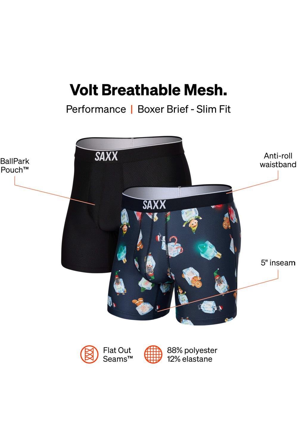 Volt Boxer Brief 2 - pack - Holidays On Ice / Black - Blue Sky Fashions & Lingerie