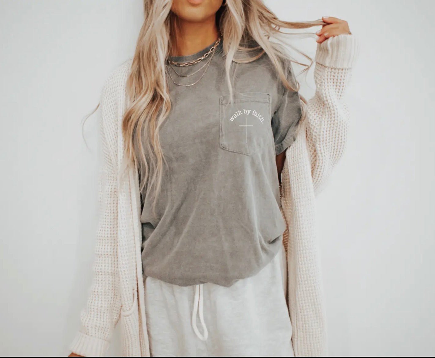 Walk By Faith Pocket Tee - Blue Sky Fashions & Lingerie