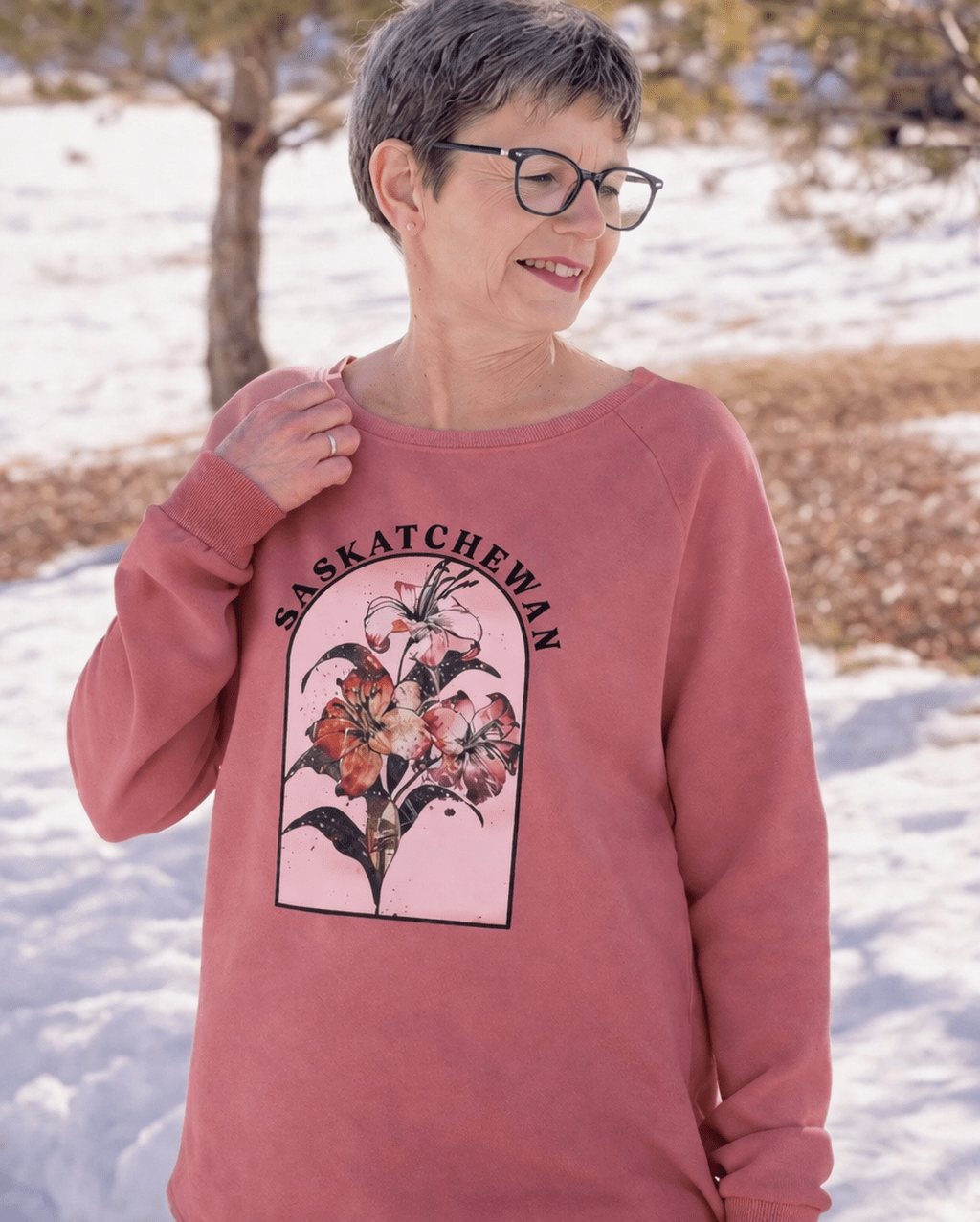 Watercolor Prairie Lily Premium Women's Sweatshirt - Dusty Rose - Blue Sky Fashions & Lingerie