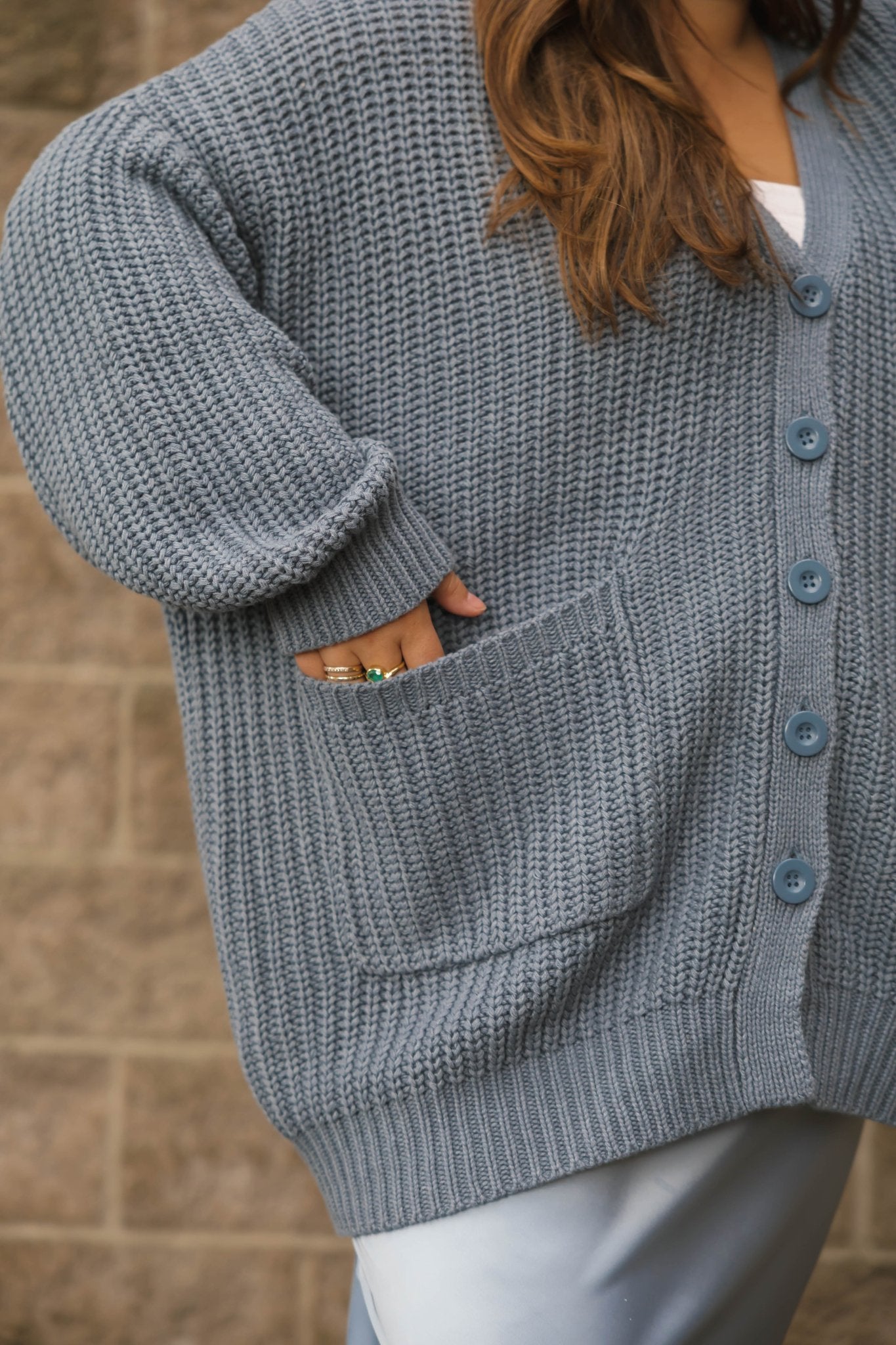 WAVERLY CARDIGAN IN STONE BLUE - Blue Sky Fashions & Lingerie