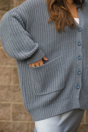 WAVERLY CARDIGAN IN STONE BLUE - Blue Sky Fashions & Lingerie