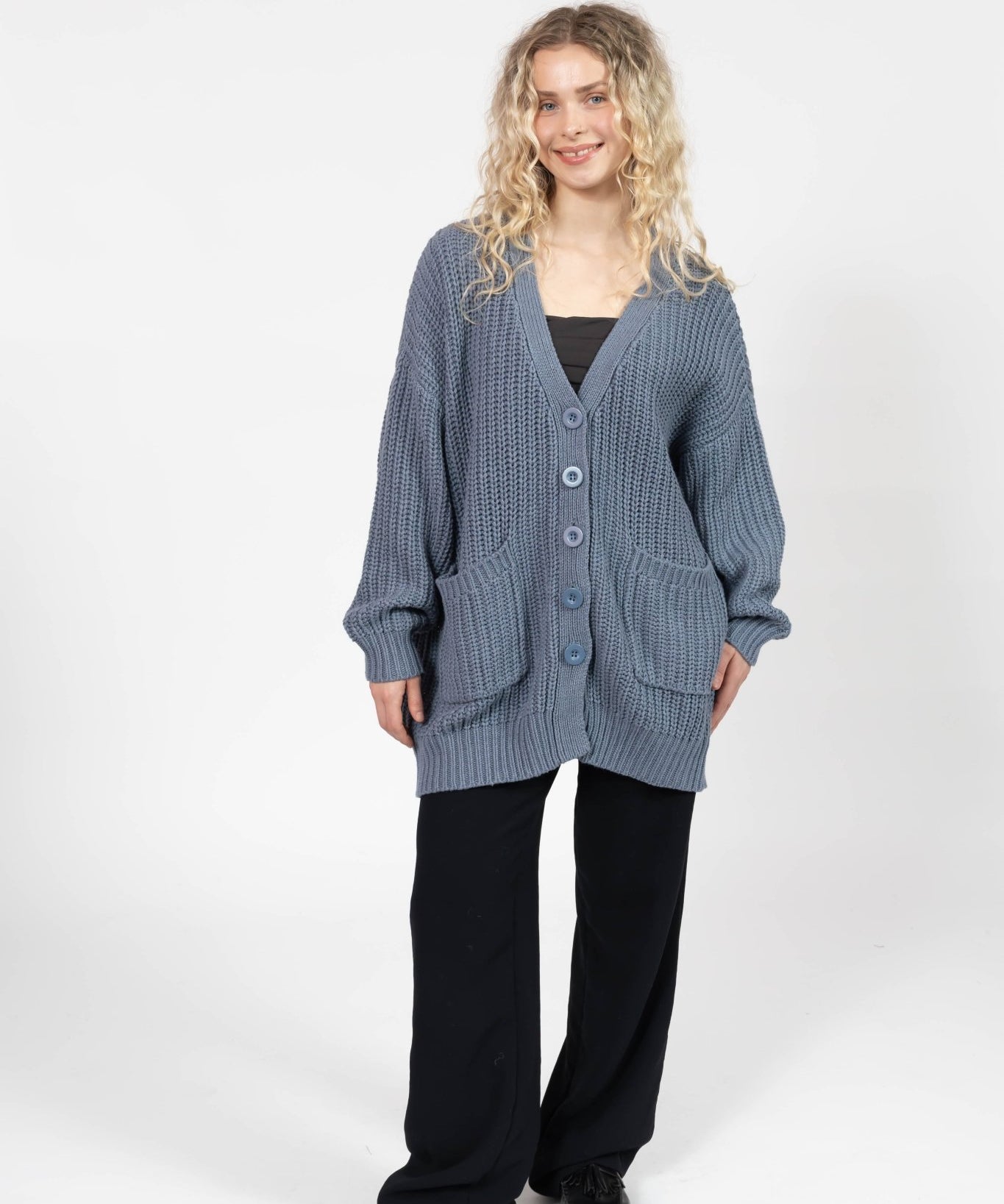 WAVERLY CARDIGAN IN STONE BLUE - Blue Sky Fashions & Lingerie