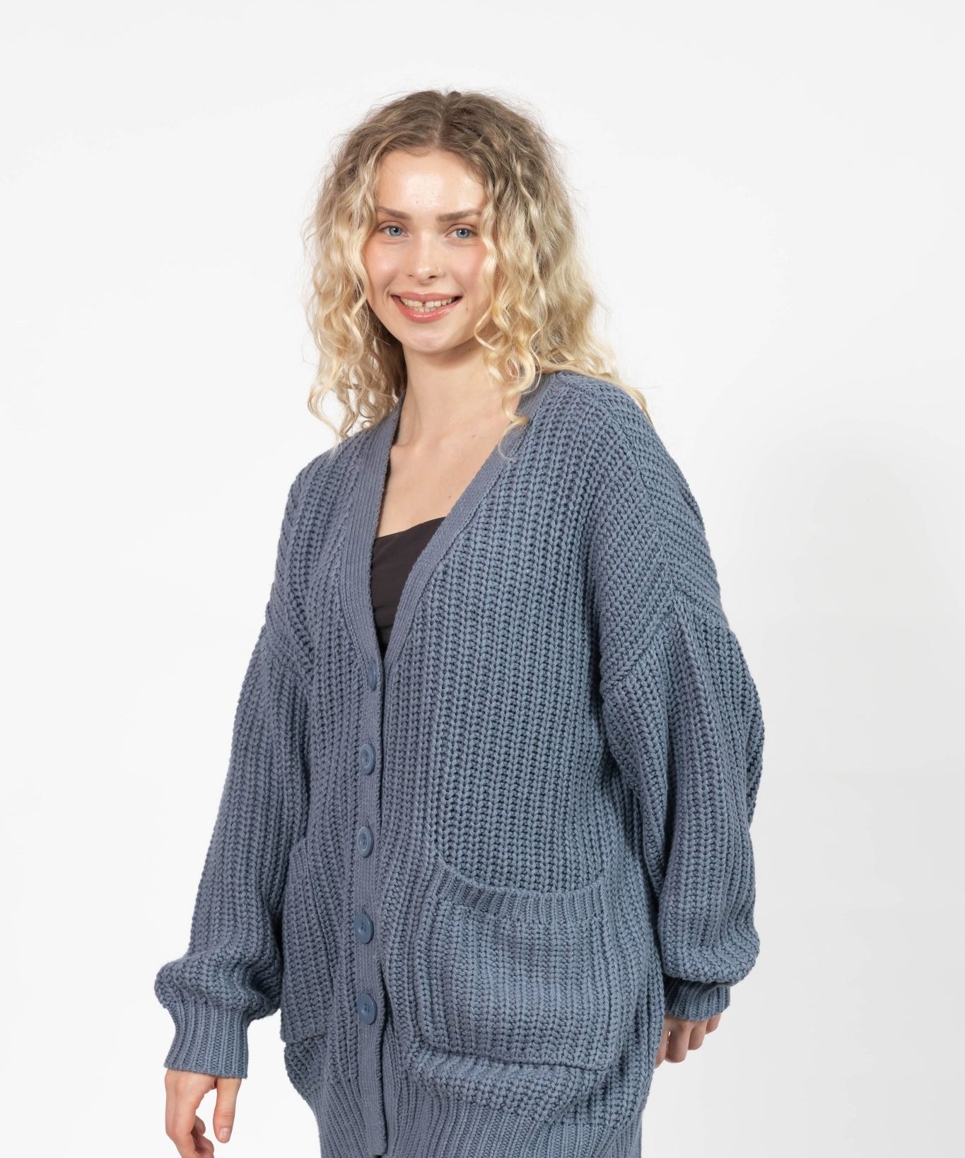 WAVERLY CARDIGAN IN STONE BLUE - Blue Sky Fashions & Lingerie