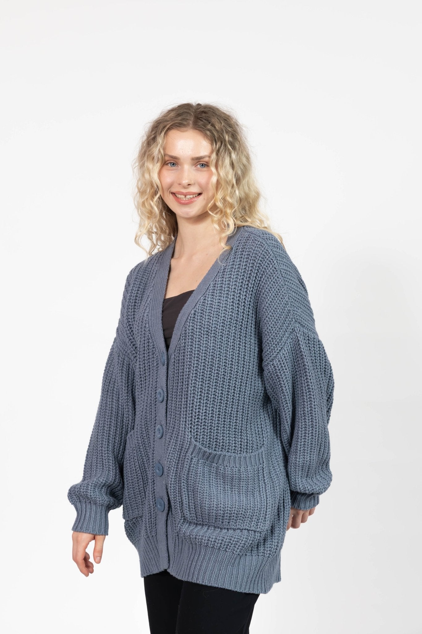 WAVERLY CARDIGAN IN STONE BLUE - Blue Sky Fashions & Lingerie