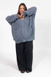 WAVERLY CARDIGAN IN STONE BLUE - Blue Sky Fashions & Lingerie