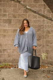WAVERLY CARDIGAN IN STONE BLUE - Blue Sky Fashions & Lingerie