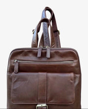 Wax Oil Cowhide Leather Backpack with Adjustable Strap F-9015 - dark brown - Blue Sky Fashions & Lingerie