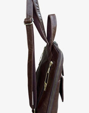 Wax Oil Cowhide Leather Backpack with Adjustable Strap F-9015 - dark brown - Blue Sky Fashions & Lingerie