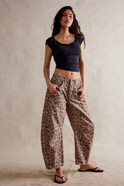 We The Free Good Luck Printed Barrel Jeans - brown Sugar - Blue Sky Fashions & Lingerie