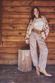 We The Free Good Luck Printed Barrel Jeans - brown Sugar - Blue Sky Fashions & Lingerie