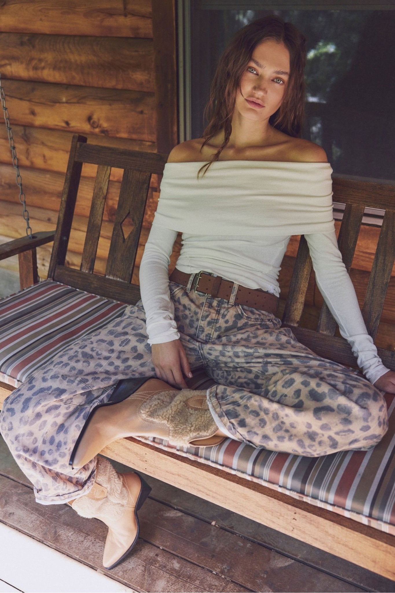 We The Free Good Luck Printed Barrel Jeans - brown Sugar - Blue Sky Fashions & Lingerie