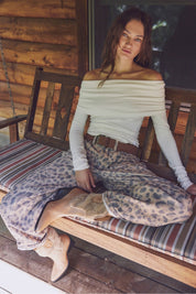 We The Free Good Luck Printed Barrel Jeans - brown Sugar - Blue Sky Fashions & Lingerie