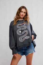 We The Free Graphic Camden Pullover - Snake - Blue Sky Fashions & Lingerie