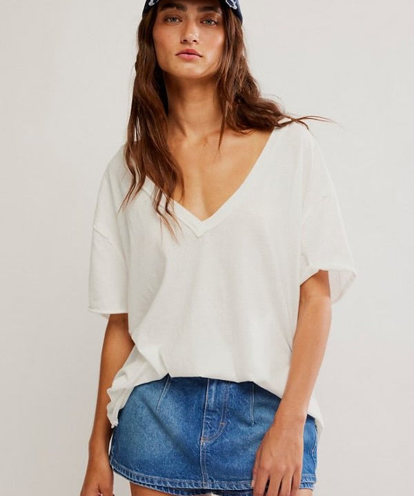 We The Free Nina V Neck Tee - Ivory - Blue Sky Fashions & Lingerie
