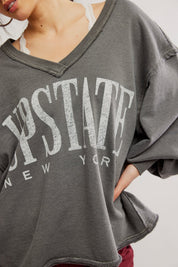 We The Free Venice V - Neck Sweatshirt - washed black combo - Blue Sky Fashions & Lingerie