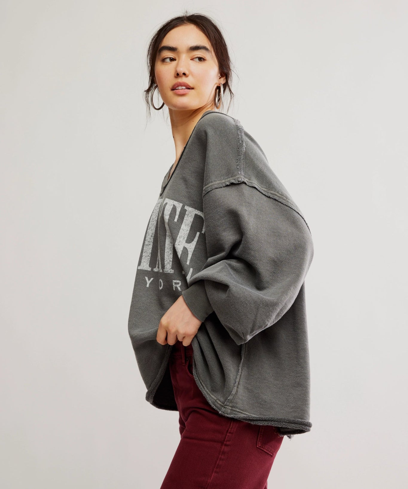 We The Free Venice V - Neck Sweatshirt - washed black combo - Blue Sky Fashions & Lingerie