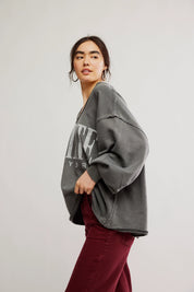 We The Free Venice V - Neck Sweatshirt - washed black combo - Blue Sky Fashions & Lingerie