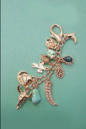 Western Porcelain Cross Boot Cowboy Hat Bag Charm - Blue Sky Fashions & Lingerie
