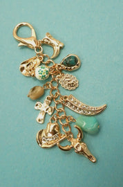 Western Porcelain Cross Boot Cowboy Hat Bag Charm - Blue Sky Fashions & Lingerie