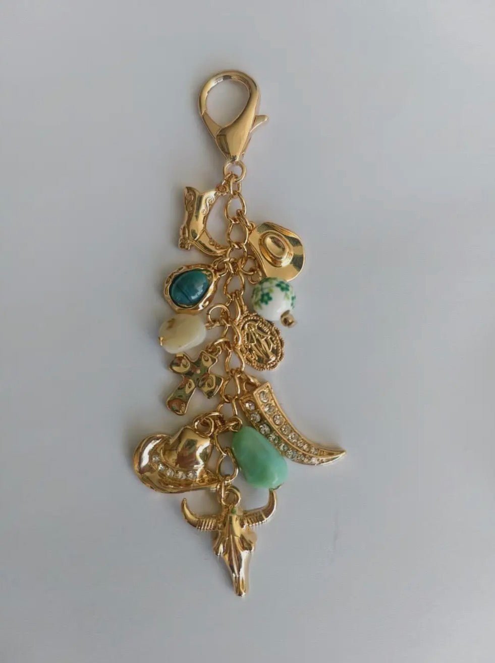 Western Porcelain Cross Boot Cowboy Hat Bag Charm - Blue Sky Fashions & Lingerie