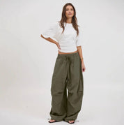 Womens Parachute Cargo Pants - Olive - Blue Sky Fashions & Lingerie