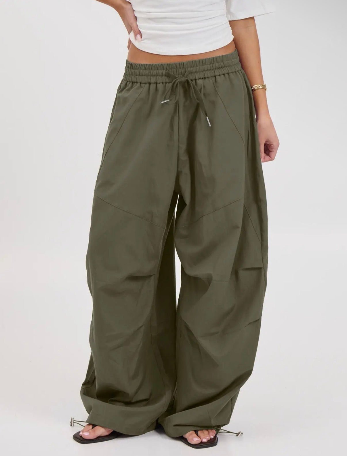 Womens Parachute Cargo Pants - Olive - Blue Sky Fashions & Lingerie