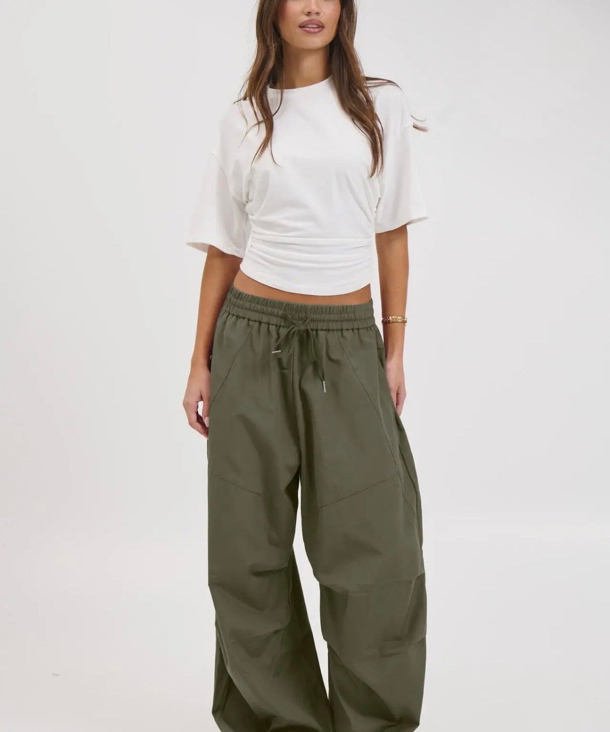 Womens Parachute Cargo Pants - Olive - Blue Sky Fashions & Lingerie