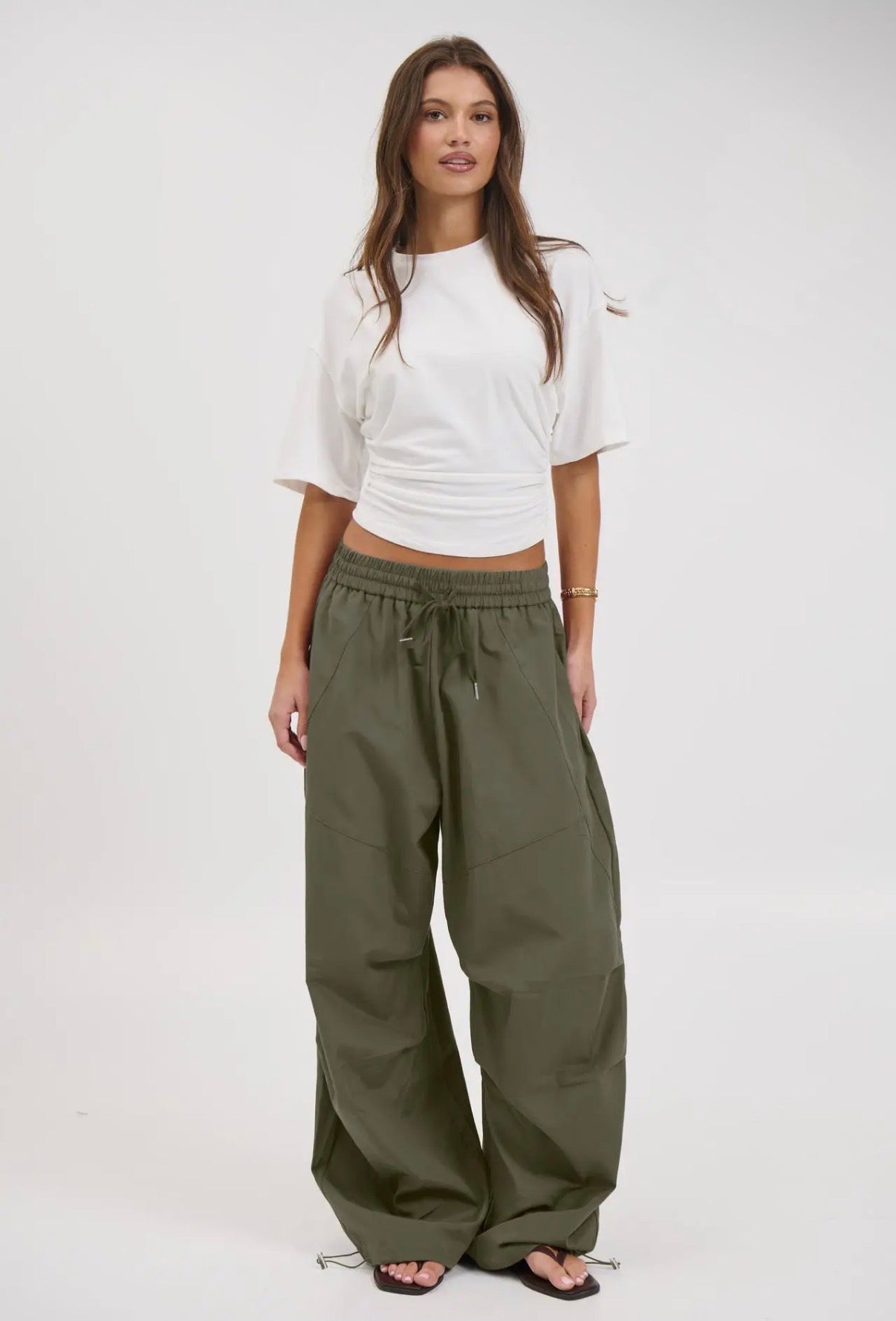 Womens Parachute Cargo Pants - Olive - Blue Sky Fashions & Lingerie
