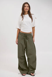 Womens Parachute Cargo Pants - Olive - Blue Sky Fashions & Lingerie