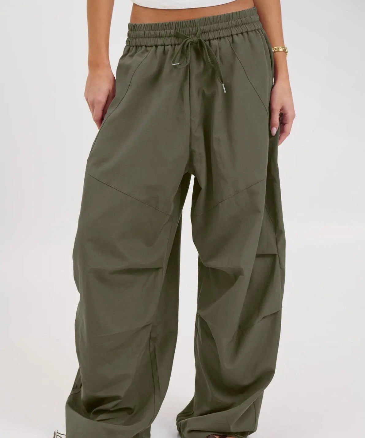 Womens Parachute Cargo Pants - Olive - Blue Sky Fashions & Lingerie
