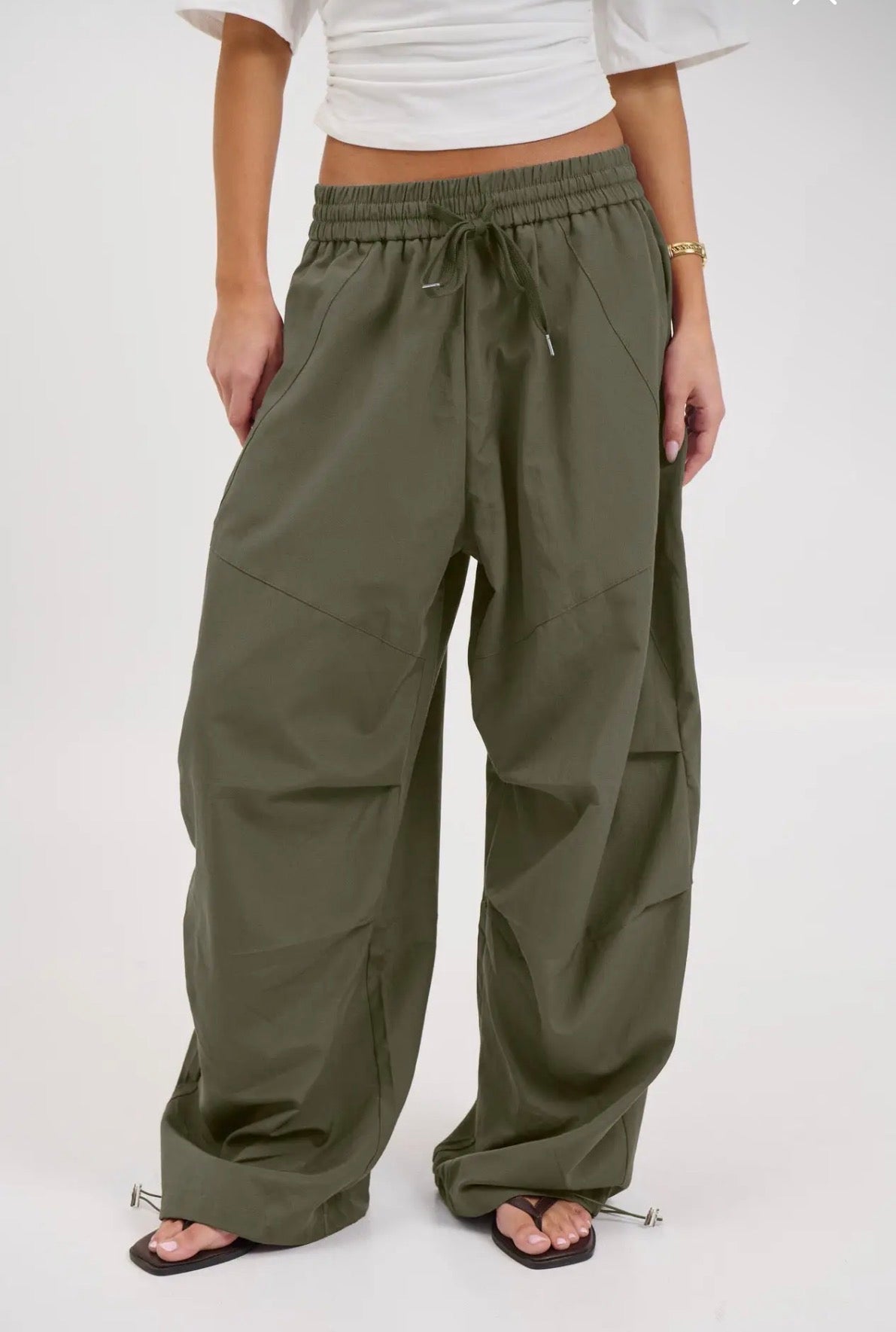 Womens Parachute Cargo Pants - Olive - Blue Sky Fashions & Lingerie