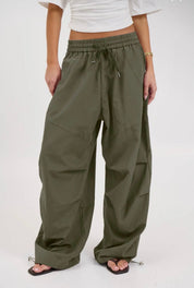 Womens Parachute Cargo Pants - Olive - Blue Sky Fashions & Lingerie