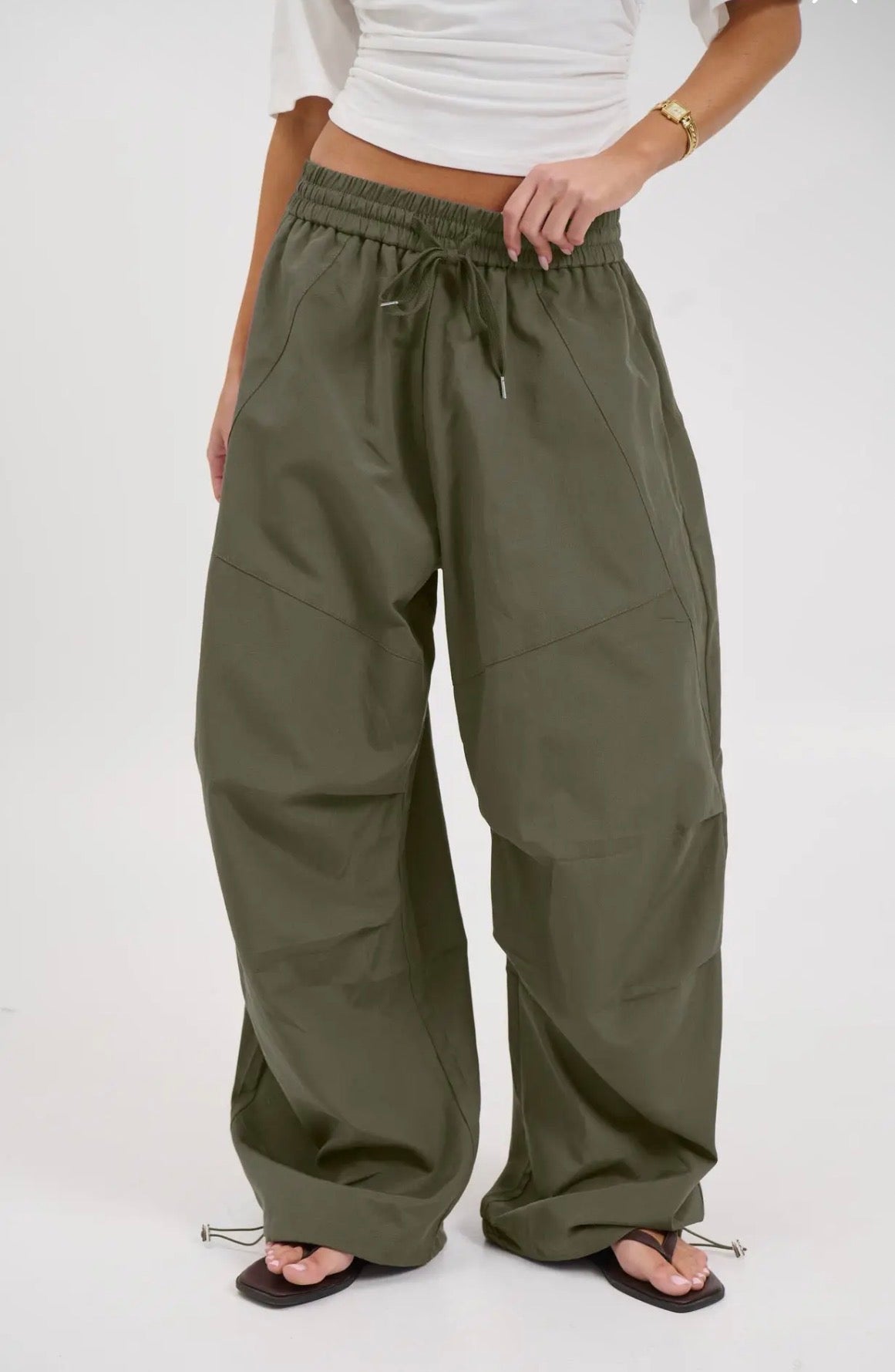 Womens Parachute Cargo Pants - Olive - Blue Sky Fashions & Lingerie