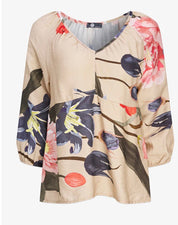 Woven Floral Blouse - Oat Blossom - Blue Sky Fashions & Lingerie