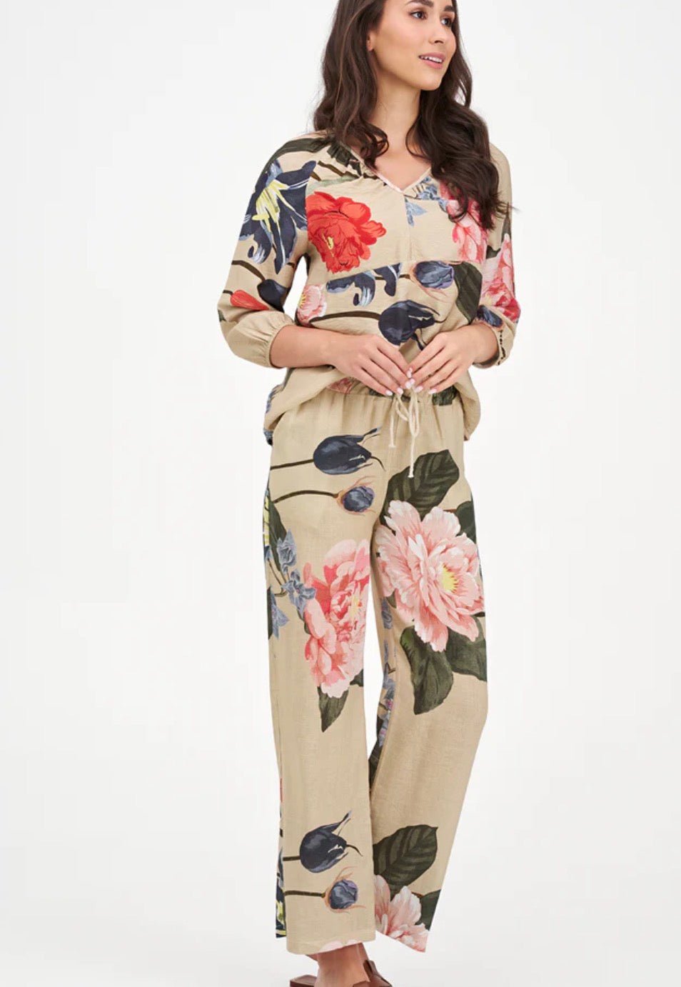 Woven Floral Blouse - Oat Blossom - Blue Sky Fashions & Lingerie