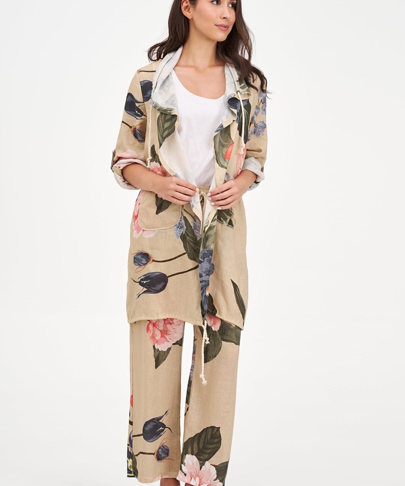 Woven Floral Cardigan - Oat Blossom - Blue Sky Fashions & Lingerie