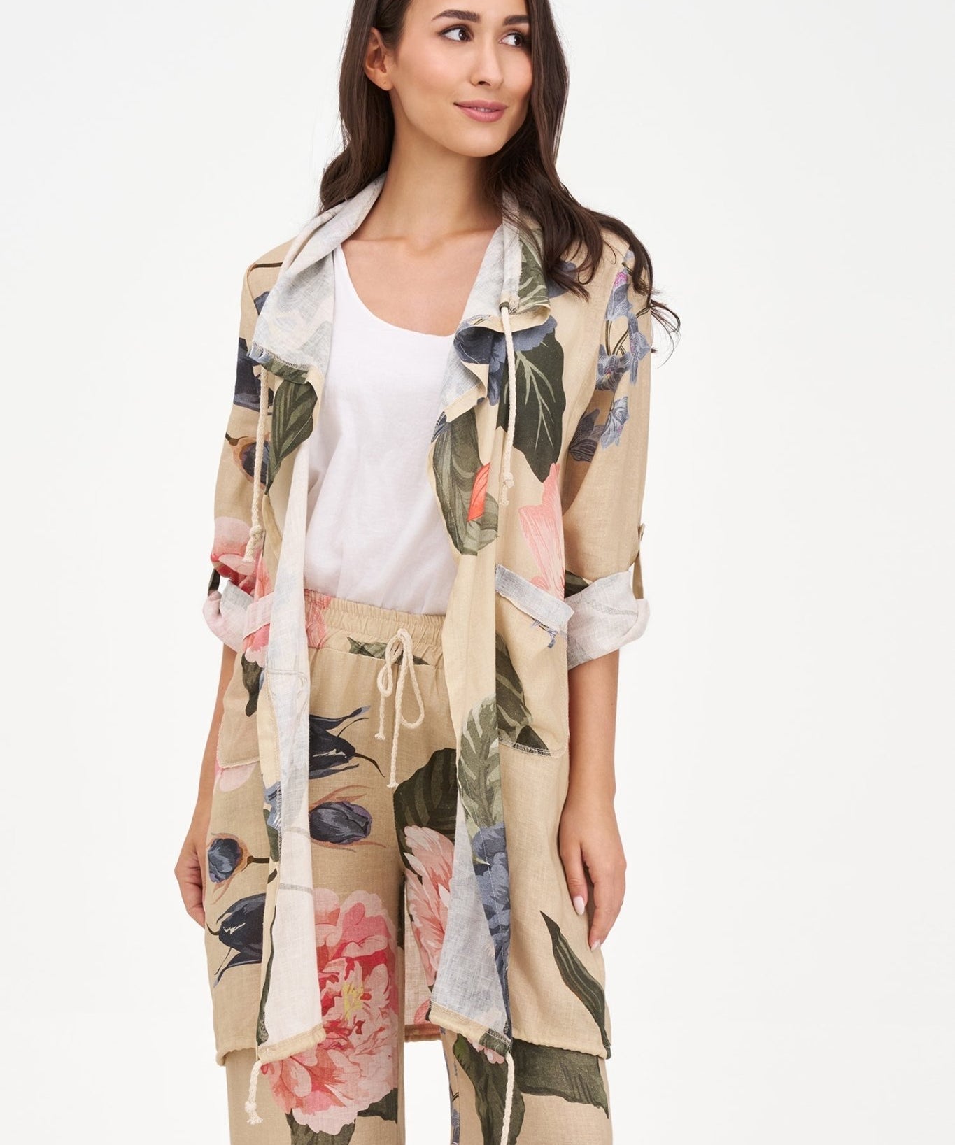 Woven Floral Cardigan - Oat Blossom - Blue Sky Fashions & Lingerie