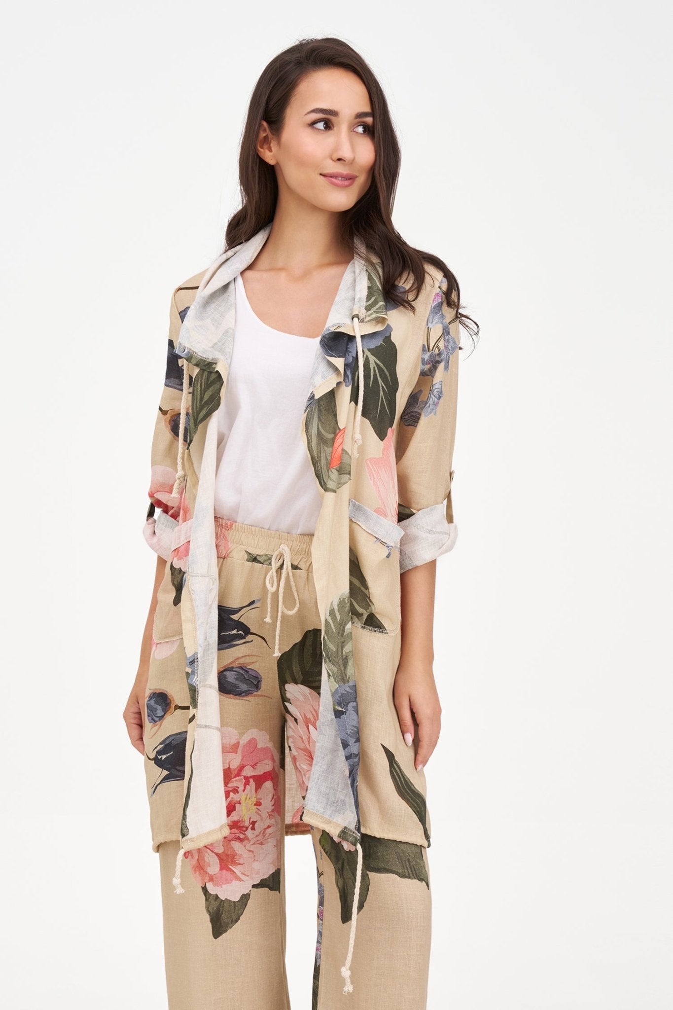 Woven Floral Cardigan - Oat Blossom - Blue Sky Fashions & Lingerie